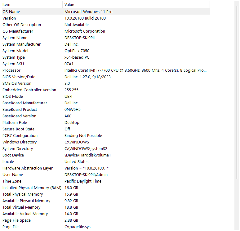 Dell Desktop - OptiPlex 7050 SFF