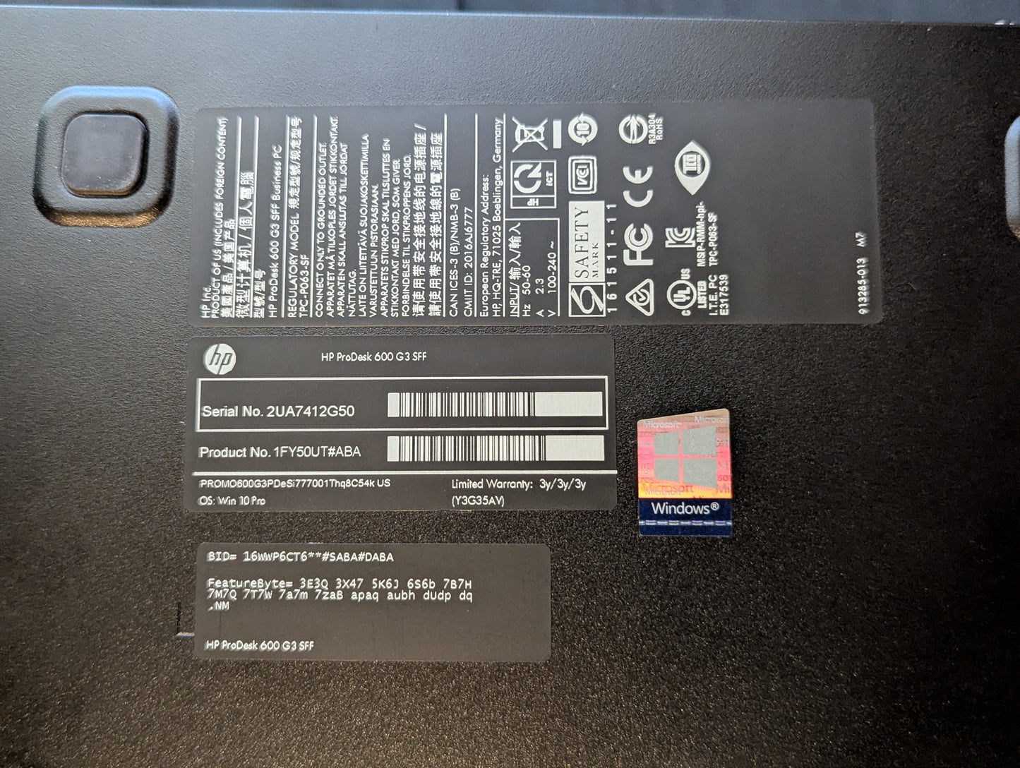 HP Desktop - ProDesk 600 G3 SFF