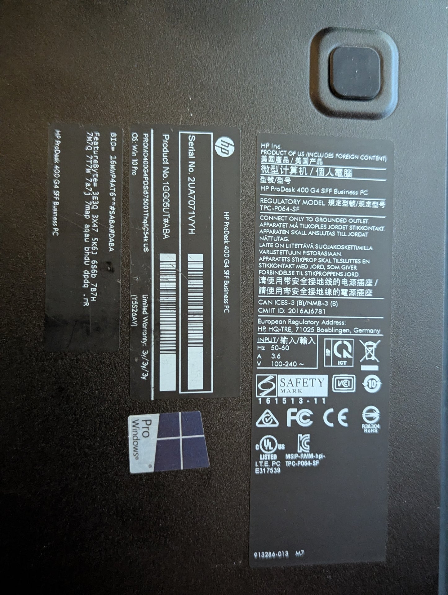 HP Desktop - ProDesk 400 G4 SFF