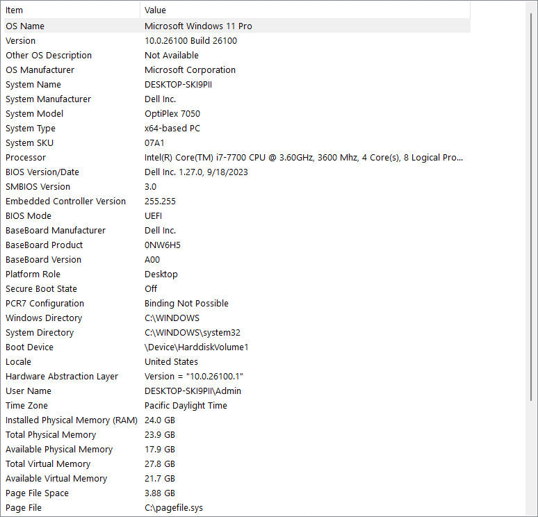 Dell Desktop - OptiPlex 7050 SFF
