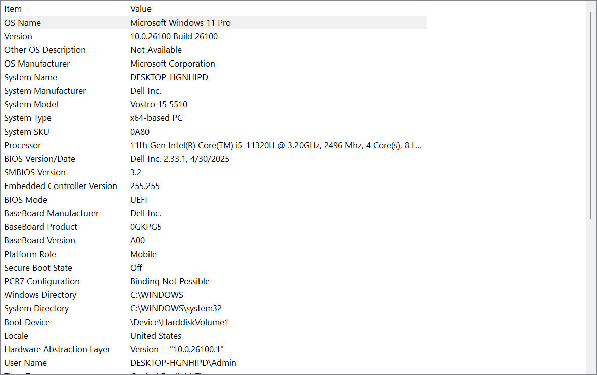 Dell Laptop – Vostro 15 5510