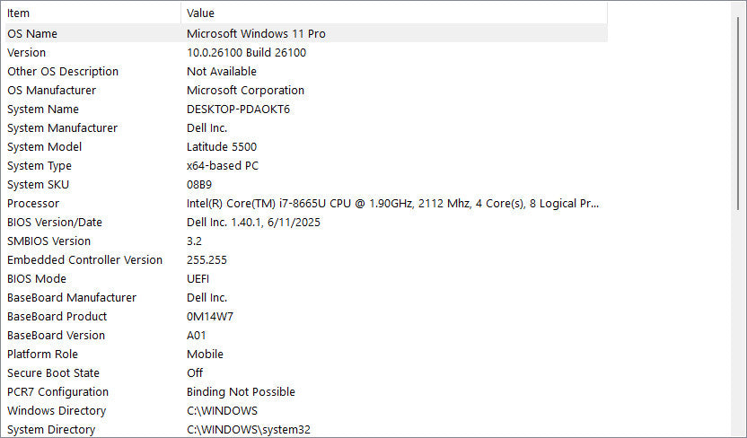 Dell Laptop - Latitude 5500