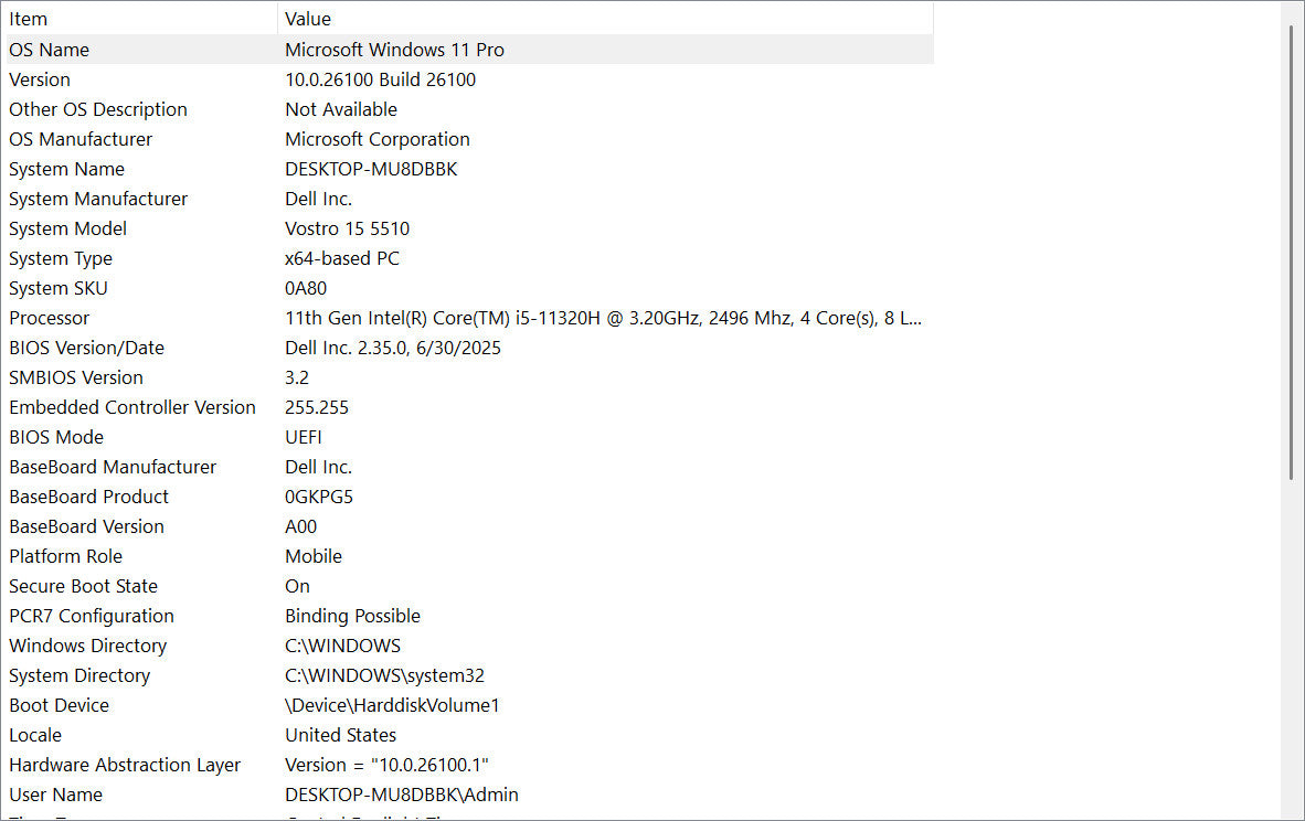Dell Laptop – Vostro 15 5510