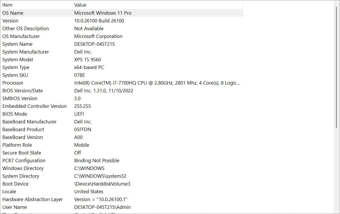 Dell Laptop – XPS 15 9560