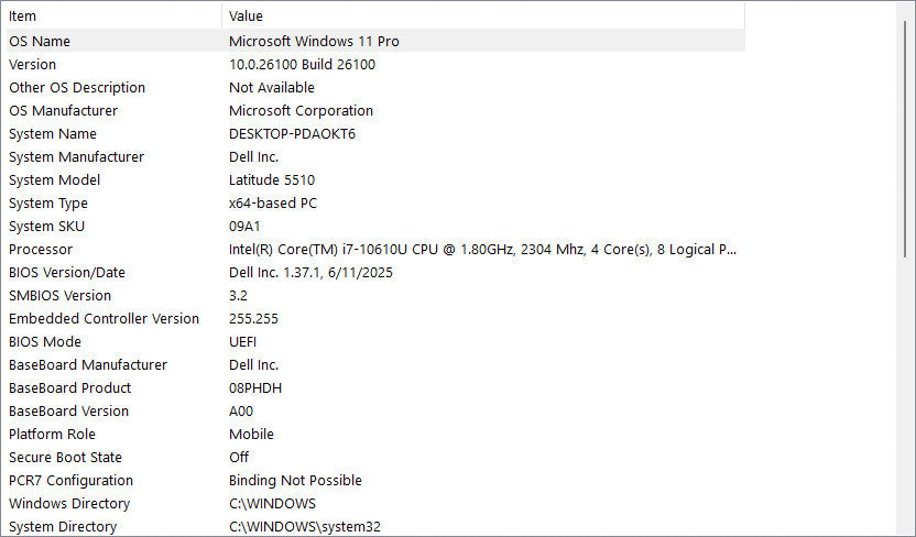 Dell Laptop – Latitude 5510