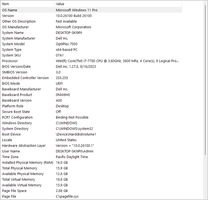 Dell Desktop - OptiPlex 7050 SFF