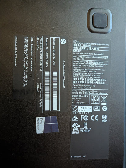 HP Desktop - ProDesk 400 G4 SFF