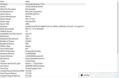 Dell Laptop – XPS 15 7590