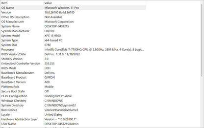 Dell Laptop – XPS 15 9560