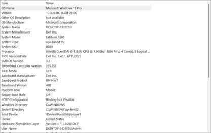 Dell Laptop - Latitude 5500