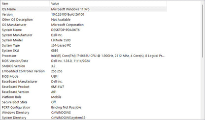 Dell Laptop - Latitude 5500