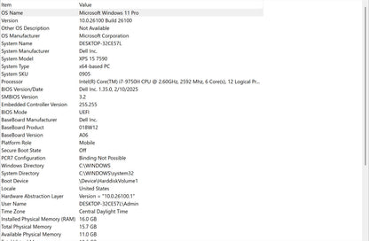 Dell Laptop – XPS 15 7590