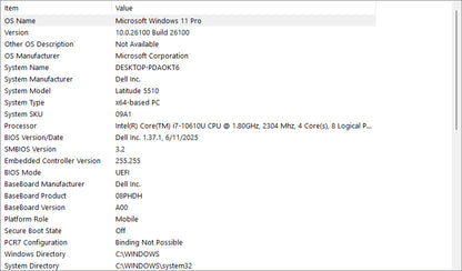 Dell Laptop – Latitude 5510