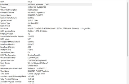Dell Laptop – XPS 15 7590